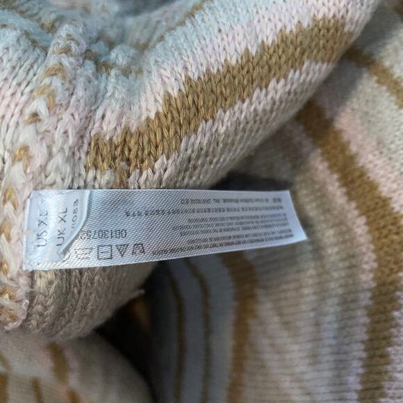 Free People Beach Oversized Grandpa Sweater XL Womens Tan Blush Pullover Crew - Picture 7 of 7